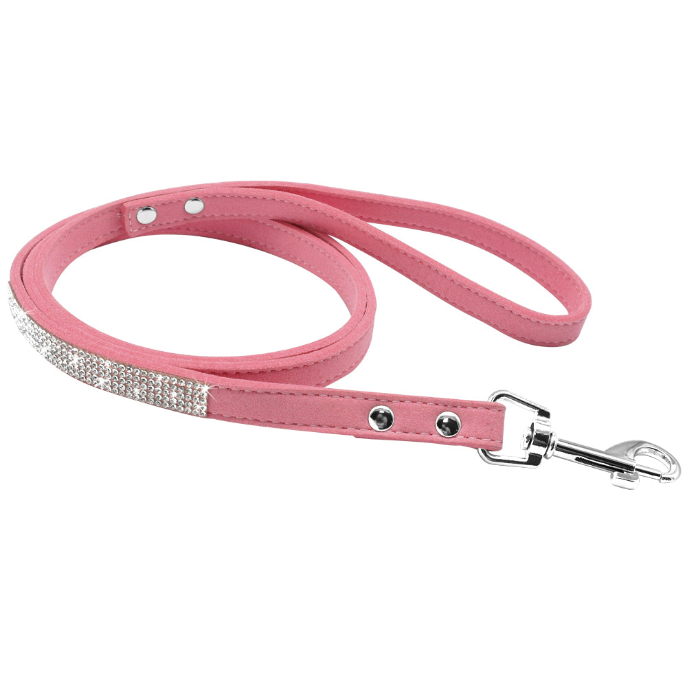 Anniepaw Bling Rhinestone Dog Cat Collars Leather Pet Puppy Kitten Collar Walk Leash Lead For Small Medium Dogs Cats Chihuahua Pug Yorkie AnniePaw Wear