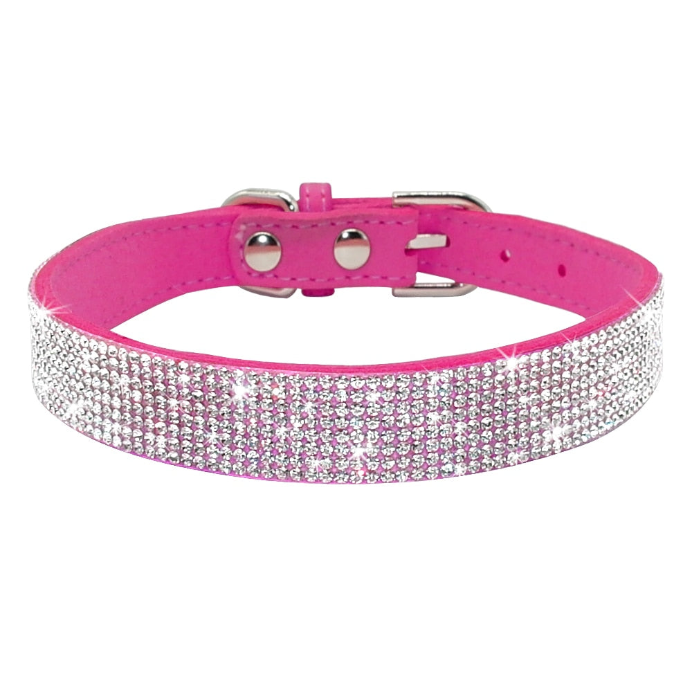 Anniepaw Bling Rhinestone Dog Cat Collars Leather Pet Puppy Kitten Collar Walk Leash Lead For Small Medium Dogs Cats Chihuahua Pug Yorkie AnniePaw Wear