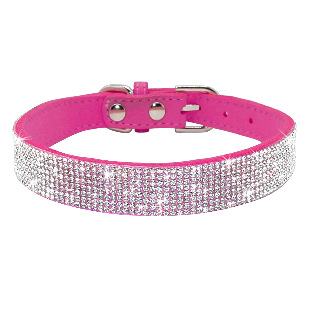 Anniepaw Bling Rhinestone Dog Cat Collars Leather Pet Puppy Kitten Collar Walk Leash Lead For Small Medium Dogs Cats Chihuahua Pug Yorkie AnniePaw Wear