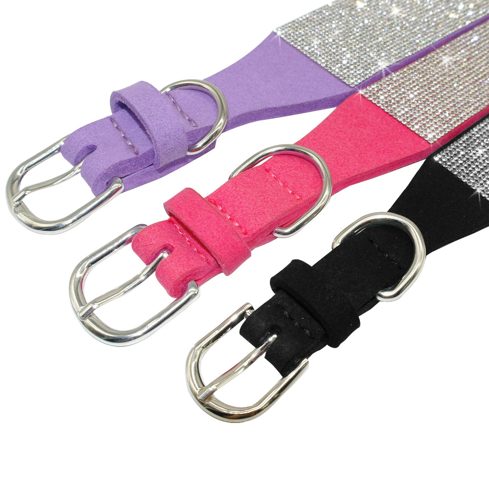 Anniepaw Bling Rhinestone Dog Cat Collars Leather Pet Puppy Kitten Collar Walk Leash Lead For Small Medium Dogs Cats Chihuahua Pug Yorkie AnniePaw Wear