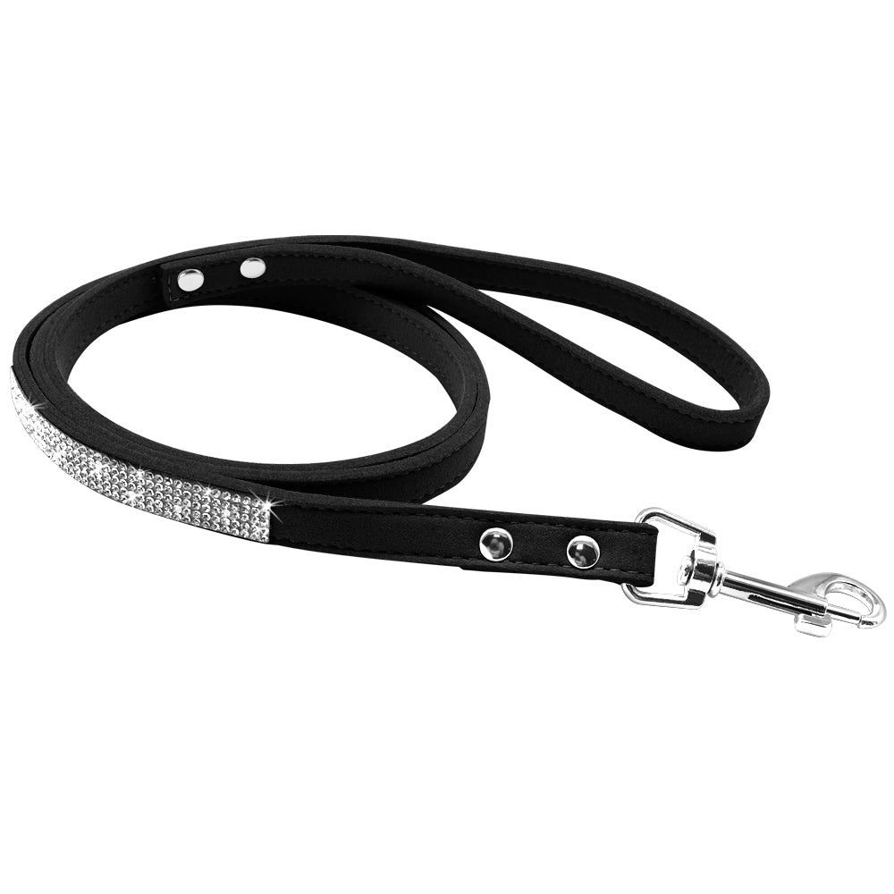 Anniepaw Bling Rhinestone Dog Cat Collars Leather Pet Puppy Kitten Collar Walk Leash Lead For Small Medium Dogs Cats Chihuahua Pug Yorkie AnniePaw Wear