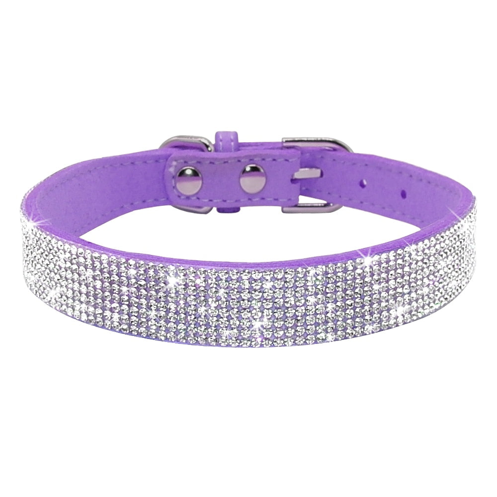 Anniepaw Bling Rhinestone Dog Cat Collars Leather Pet Puppy Kitten Collar Walk Leash Lead For Small Medium Dogs Cats Chihuahua Pug Yorkie AnniePaw Wear