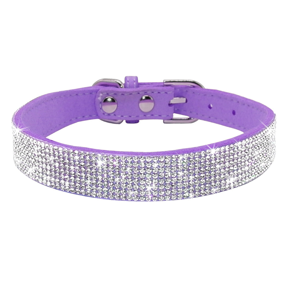 Anniepaw Bling Rhinestone Dog Cat Collars Leather Pet Puppy Kitten Collar Walk Leash Lead For Small Medium Dogs Cats Chihuahua Pug Yorkie AnniePaw Wear