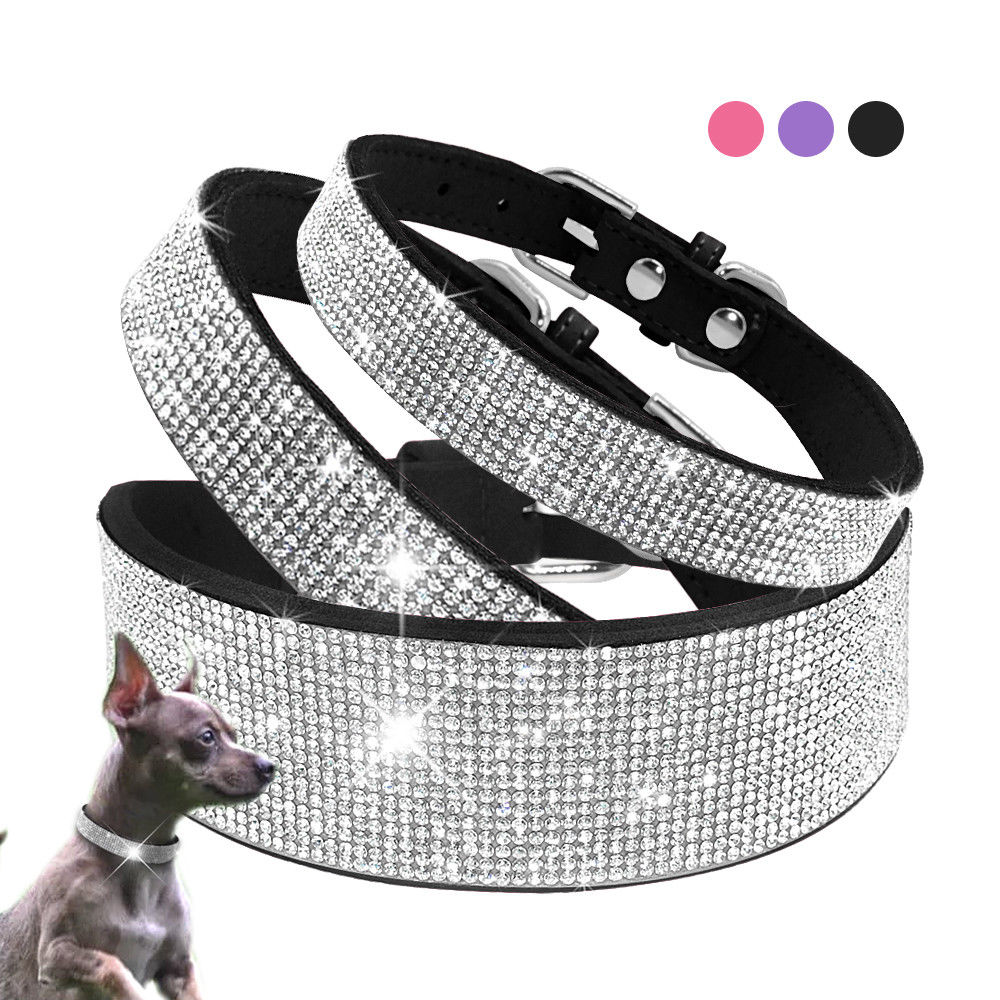 Anniepaw Bling Rhinestone Dog Cat Collars Leather Pet Puppy Kitten Collar Walk Leash Lead For Small Medium Dogs Cats Chihuahua Pug Yorkie AnniePaw Wear