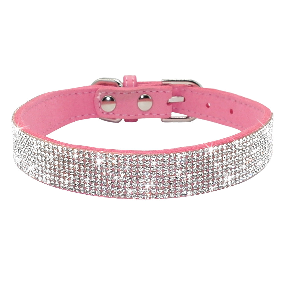 Anniepaw Bling Rhinestone Dog Cat Collars Leather Pet Puppy Kitten Collar Walk Leash Lead For Small Medium Dogs Cats Chihuahua Pug Yorkie AnniePaw Wear