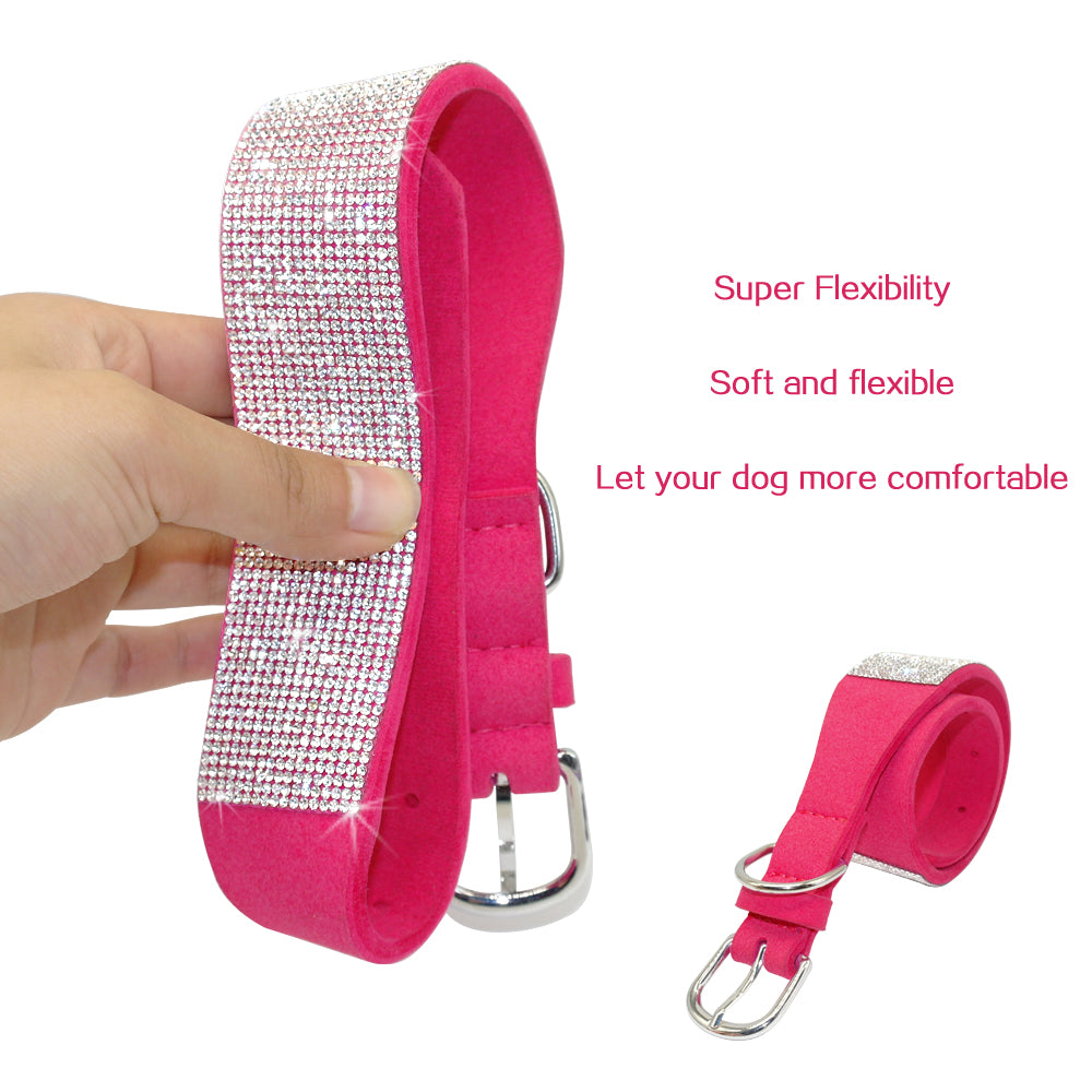 Anniepaw Bling Rhinestone Dog Cat Collars Leather Pet Puppy Kitten Collar Walk Leash Lead For Small Medium Dogs Cats Chihuahua Pug Yorkie AnniePaw Wear