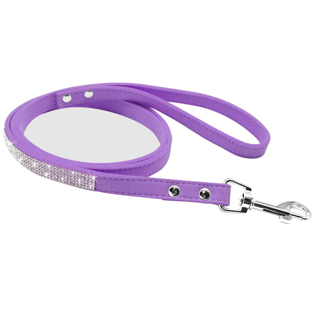 Anniepaw Bling Rhinestone Dog Cat Collars Leather Pet Puppy Kitten Collar Walk Leash Lead For Small Medium Dogs Cats Chihuahua Pug Yorkie AnniePaw Wear