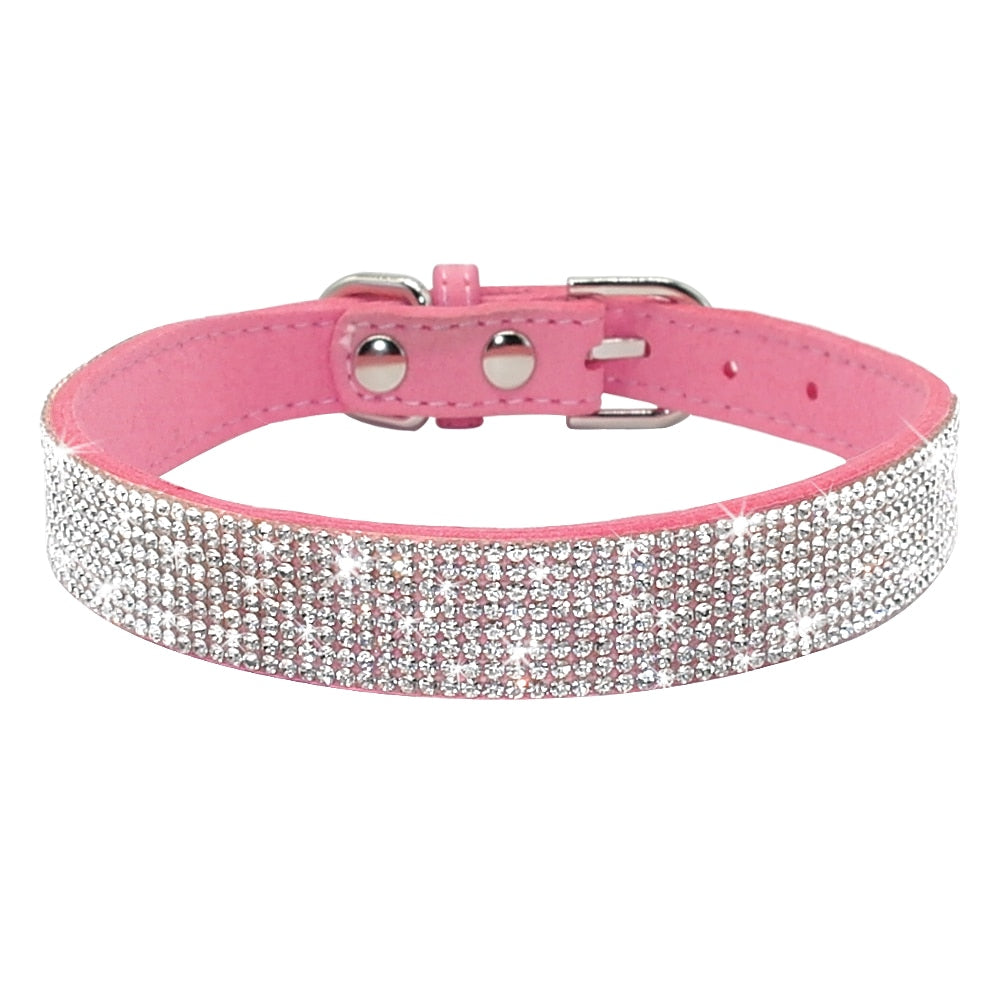Anniepaw Bling Rhinestone Dog Cat Collars Leather Pet Puppy Kitten Collar Walk Leash Lead For Small Medium Dogs Cats Chihuahua Pug Yorkie AnniePaw Wear