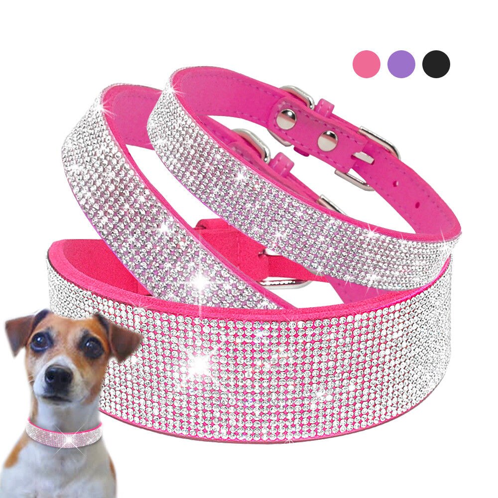 Anniepaw Bling Rhinestone Dog Cat Collars Leather Pet Puppy Kitten Collar Walk Leash Lead For Small Medium Dogs Cats Chihuahua Pug Yorkie AnniePaw Wear