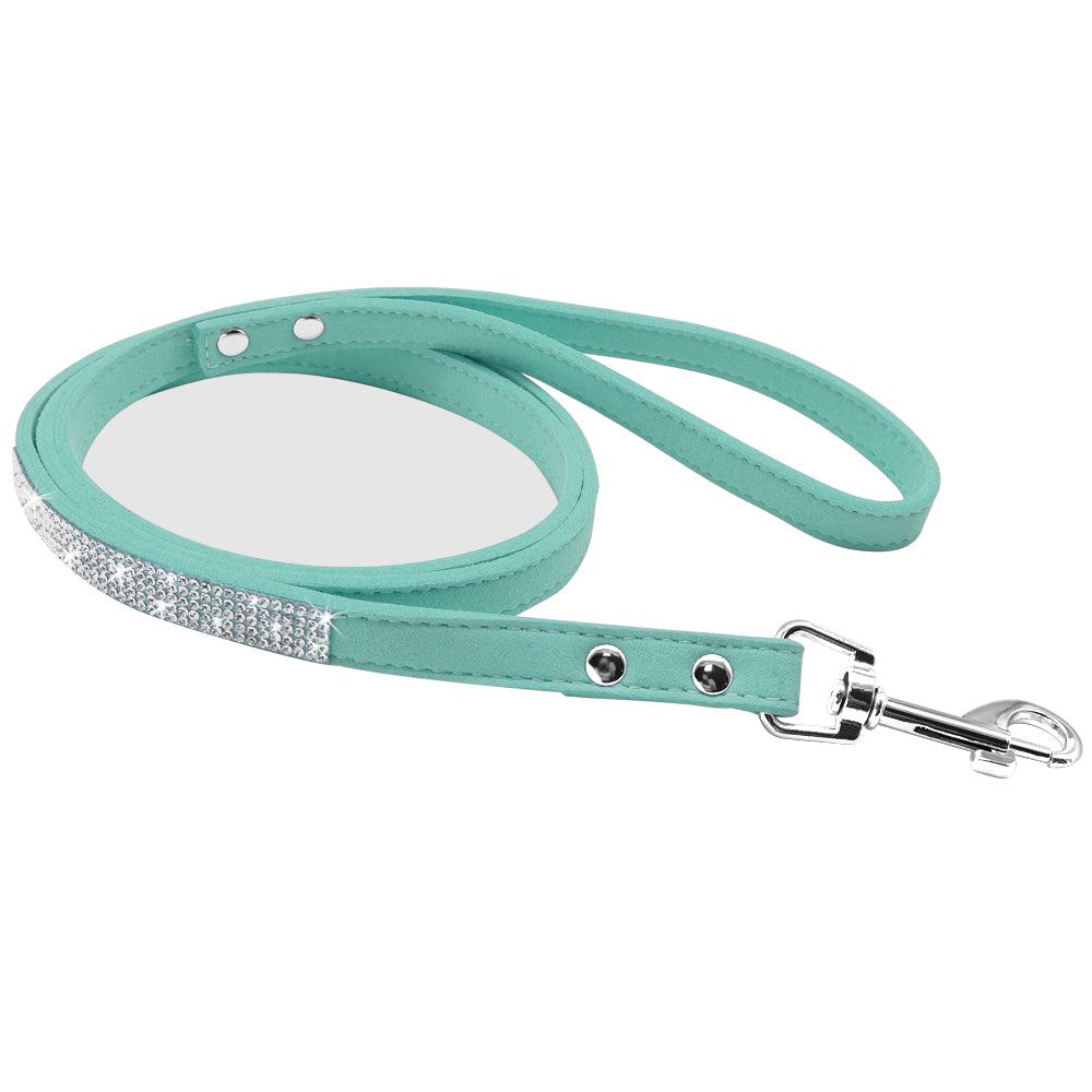 Anniepaw Bling Rhinestone Dog Cat Collars Leather Pet Puppy Kitten Collar Walk Leash Lead For Small Medium Dogs Cats Chihuahua Pug Yorkie AnniePaw Wear