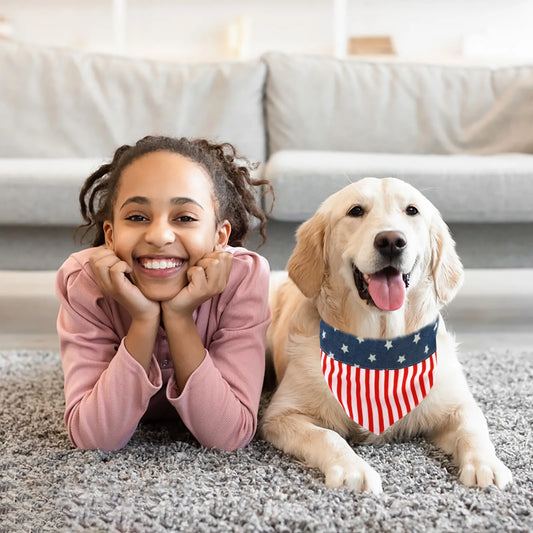 Puppy Towel Dog Bandana With American Flag Independence Day Decoration Dog Dress Up Collar Bib Pet Dog Adjustable Decoration AnniePaw Wear