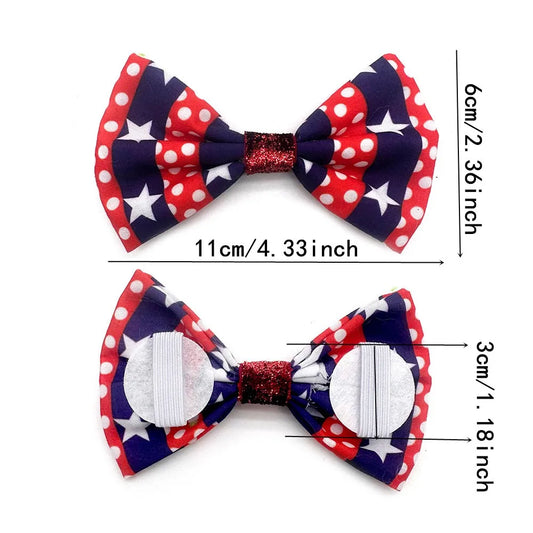 50/100pcs Pet Collar Slidable Pet Dog Bowties 4th of July Pet Supplies Dogs American Independence Day Bowtie Pet Dog Cat Bowties AnniePaw Wear