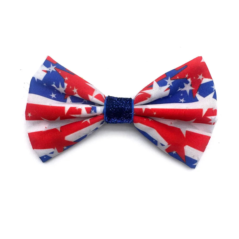 50/100pcs Pet Collar Slidable Pet Dog Bowties 4th of July Pet Supplies Dogs American Independence Day Bowtie Pet Dog Cat Bowties AnniePaw Wear