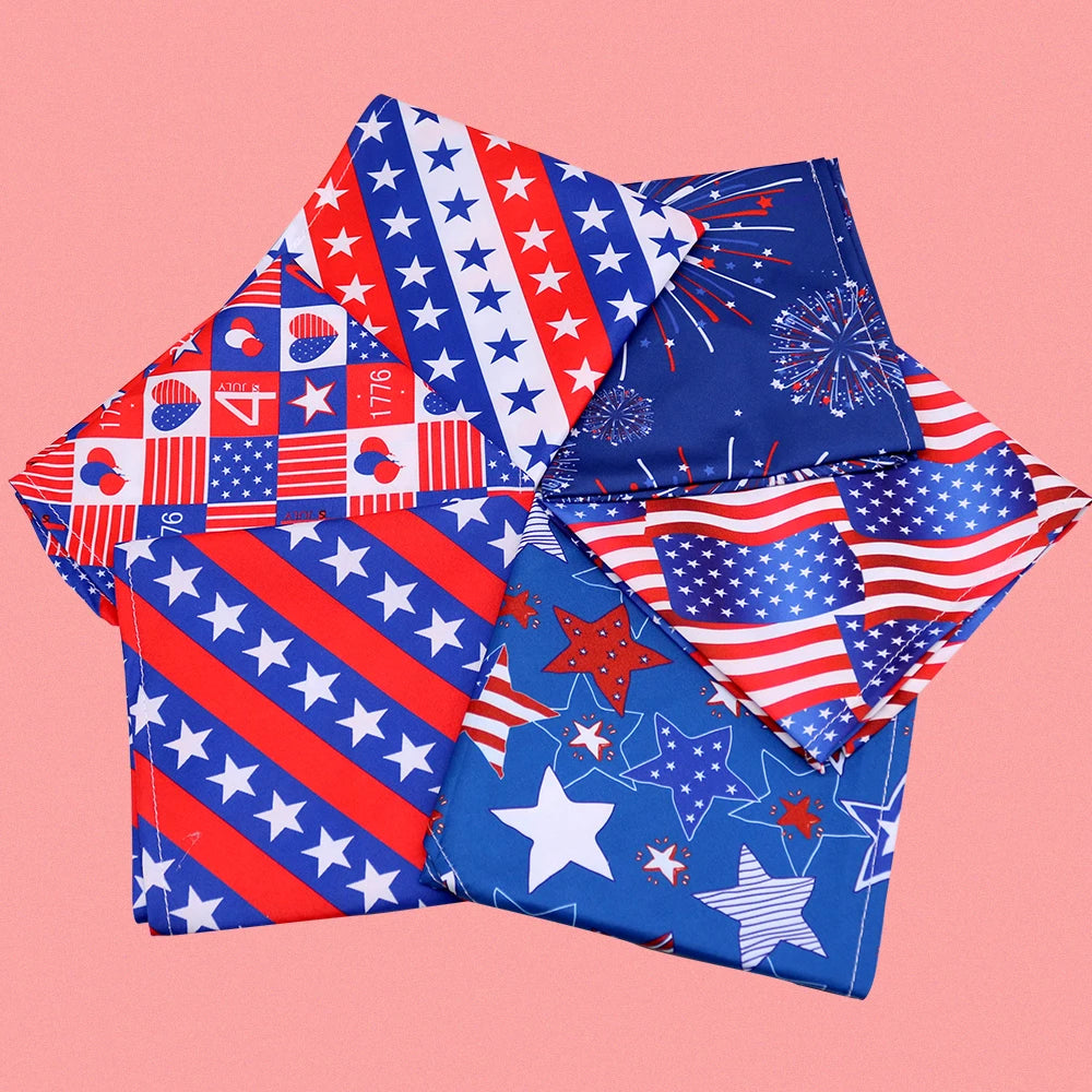 50pcs Fouth of July Dog Bandanas Pet Accessories Small Dog Cat Bandana Scarf Dogs Bandana Dog Supplies American Independence Day AnniePaw Wear