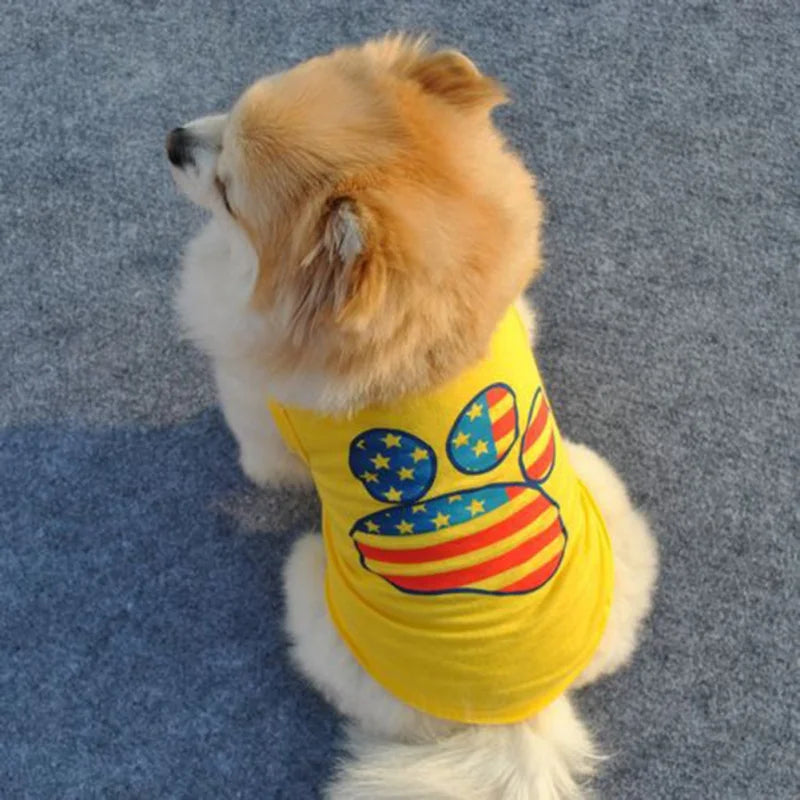4th of July Pet T-Shirts Summer Puppy Costume Mummumi Small Pet Clothes Independence Day Patriotic Dog Shirt Soft Cotton AnniePaw Wear
