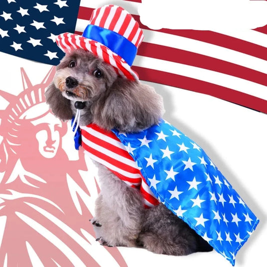 Independence Day Dog Costume - Funny Flag Pet Clothing AnniePaw Wear
