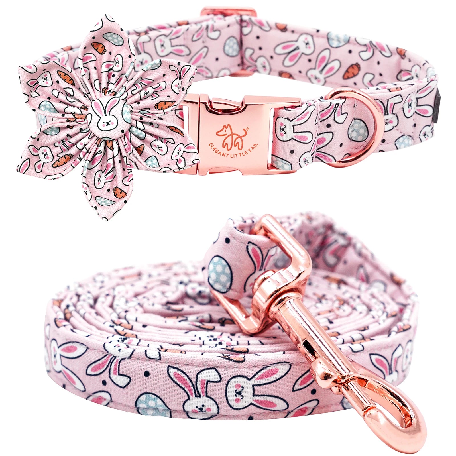 Anniepaw Easter Dog Collar with Bowtie Bunny Carrots Adjustable Cute Pink Anniepaw AnniePaw Wear