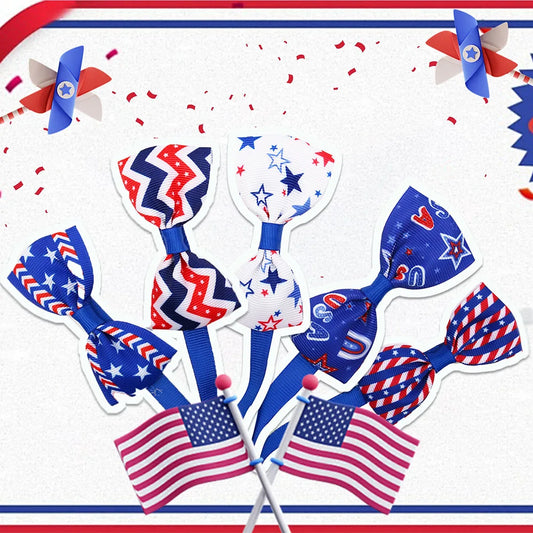 20PCS Dog Accessories Independence Day Bow Tie Dog Bows Adjustable Pet Collars For Dogs and Cats Pet Grooming Products AnniePaw Wear