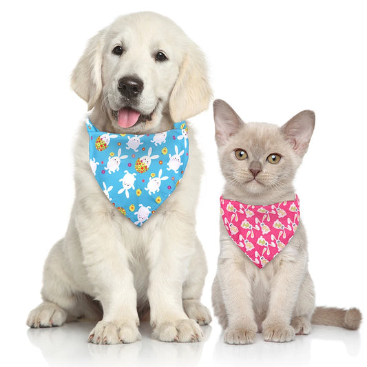 AnniePaw 30pcs Easter Rabbit Dog Bandanas Scarf for Small Dogs Pet Grooming Accessories