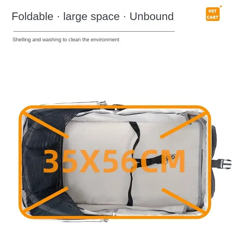 Foldable Pet Stroller 4-Wheel Dog Travel Stroller Pushchair Jogger with Storage Basket for Puppy Cat Pet Suplies Outdoor AnniePaw Wear