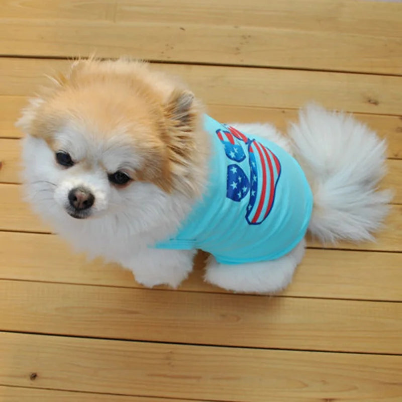 4th of July Pet T-Shirts Summer Puppy Costume Mummumi Small Pet Clothes Independence Day Patriotic Dog Shirt Soft Cotton AnniePaw Wear