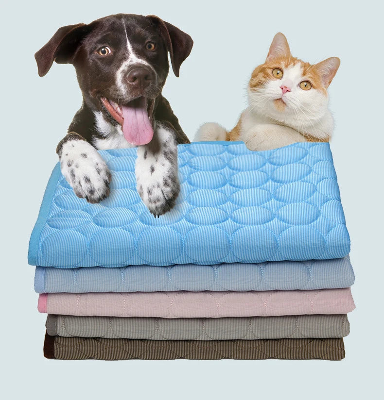 Summer Pet Cooling Mat Breathable Ice Blanket for Dogs Cats Pets Sleep Cold Bed Washable Ice Silk Pads Cushion Pet Accessories AnniePaw Wear