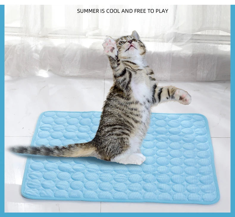 Summer Pet Cooling Mat Breathable Ice Blanket for Dogs Cats Pets Sleep Cold Bed Washable Ice Silk Pads Cushion Pet Accessories AnniePaw Wear