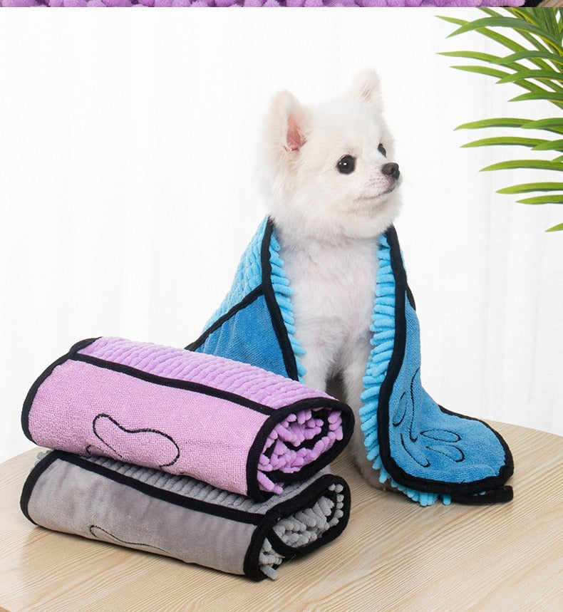 Anniepaw Dog Towel Quick Dry Towel Bath Robe Soft Fiber Absorbent Cleaning Washcloth Dog Accessories AnniePaw Wear