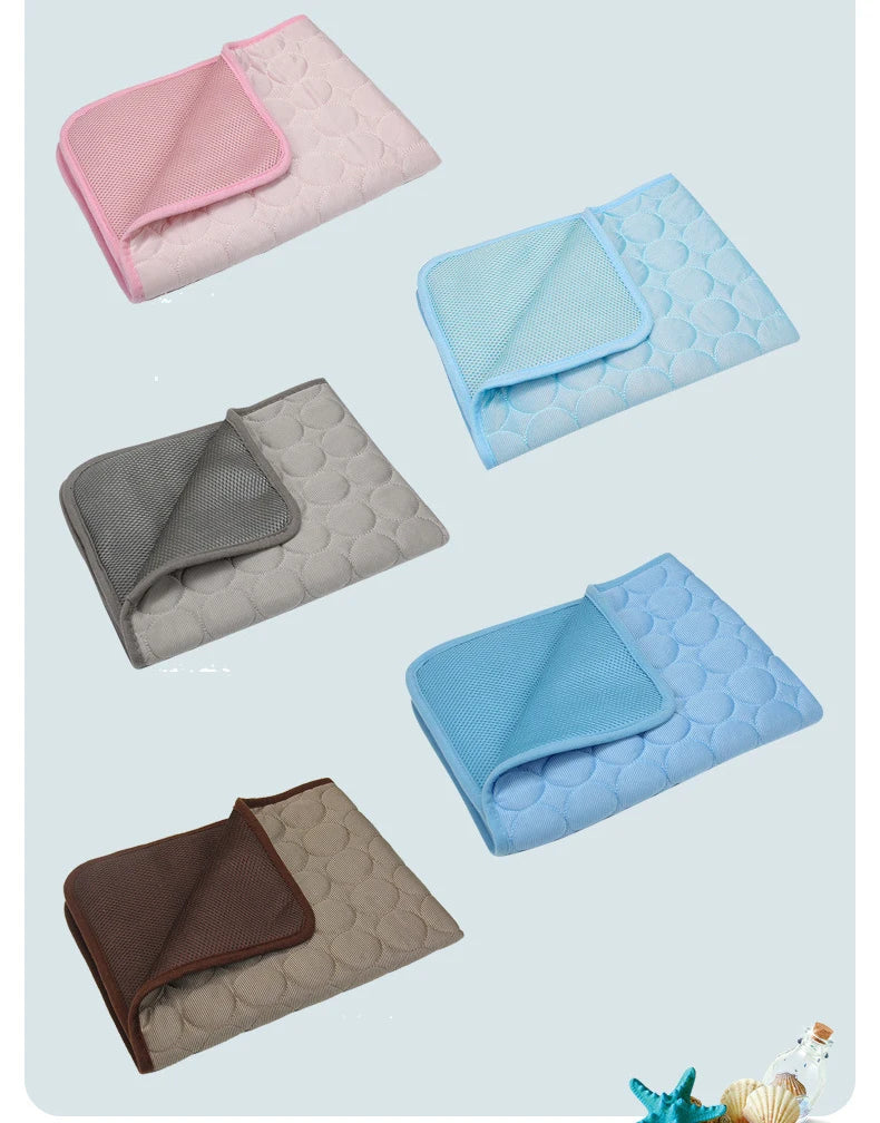 Summer Pet Cooling Mat Breathable Ice Blanket for Dogs Cats Pets Sleep Cold Bed Washable Ice Silk Pads Cushion Pet Accessories AnniePaw Wear