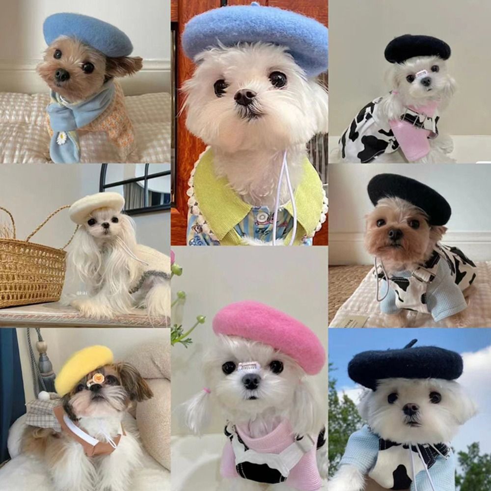 Anniepaw Cute Winter Leather Adjustment Dog Beret Hat Dog Ear Muffs Headgear Cap AnniePaw Wear