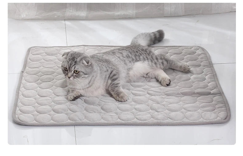 Summer Pet Cooling Mat Breathable Ice Blanket for Dogs Cats Pets Sleep Cold Bed Washable Ice Silk Pads Cushion Pet Accessories AnniePaw Wear