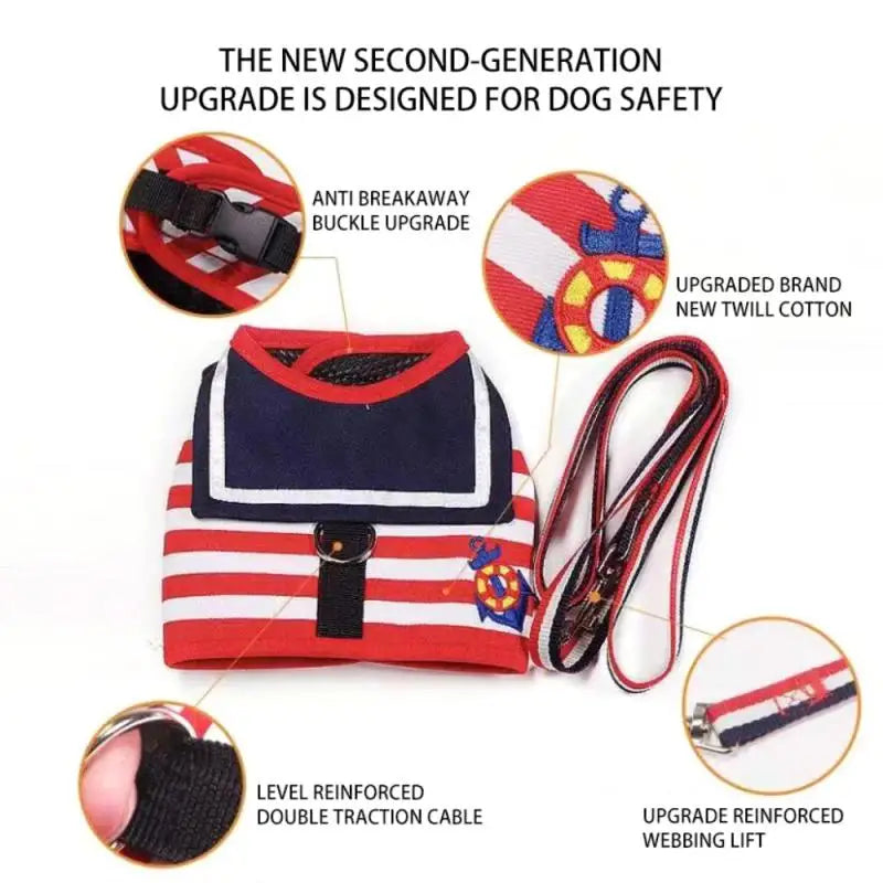 Anniepaw Navy Style Leash Set Soft Breathable for Small Dogs AnniePaw Wear