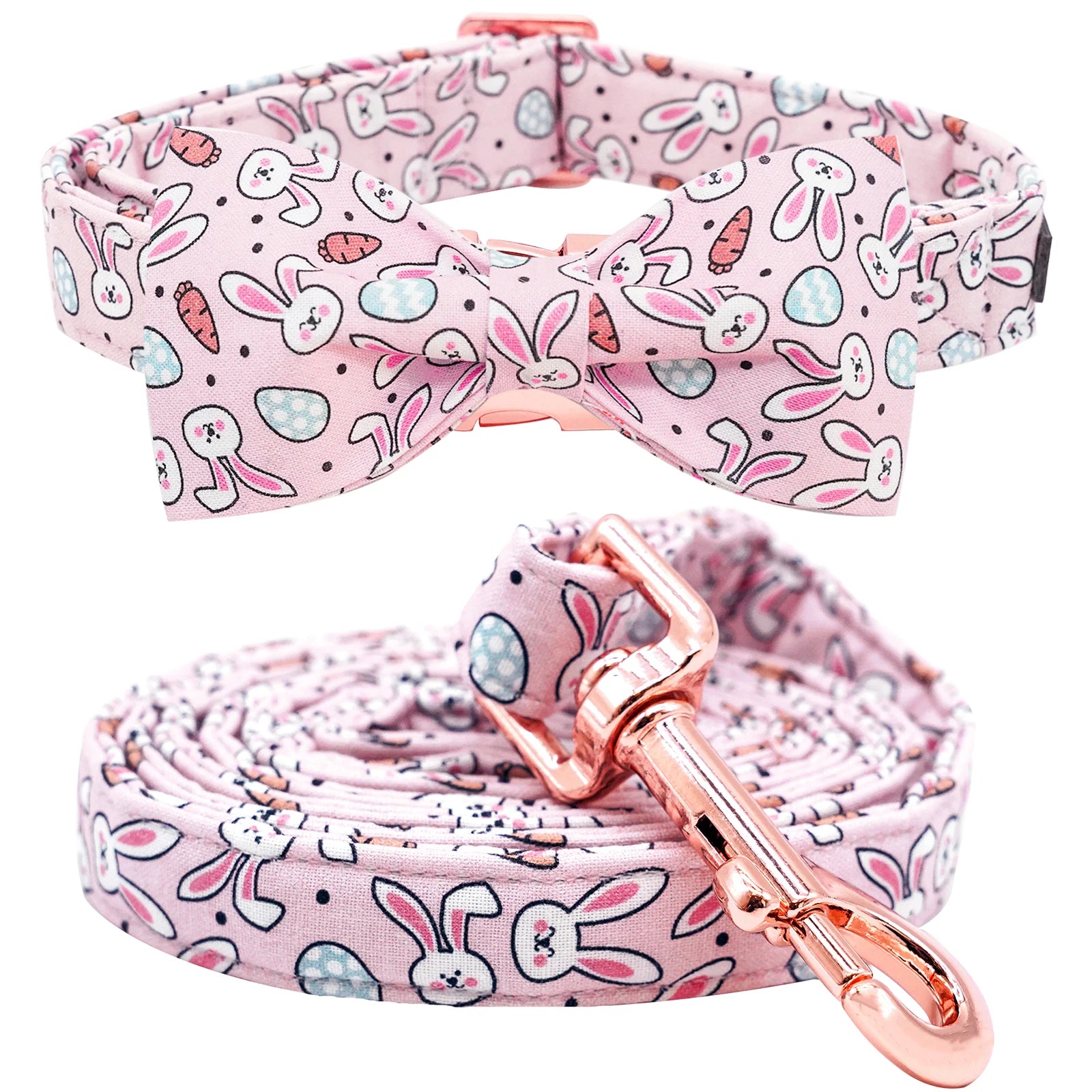 Anniepaw Easter Dog Collar with Bowtie Bunny Carrots Adjustable Cute Pink Anniepaw AnniePaw Wear