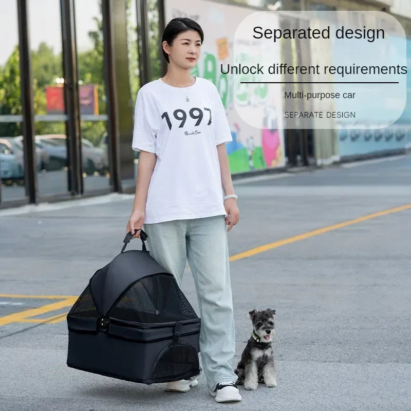 Foldable Pet Stroller 4-Wheel Dog Travel Stroller Pushchair Jogger with Storage Basket for Puppy Cat Pet Suplies Outdoor AnniePaw Wear