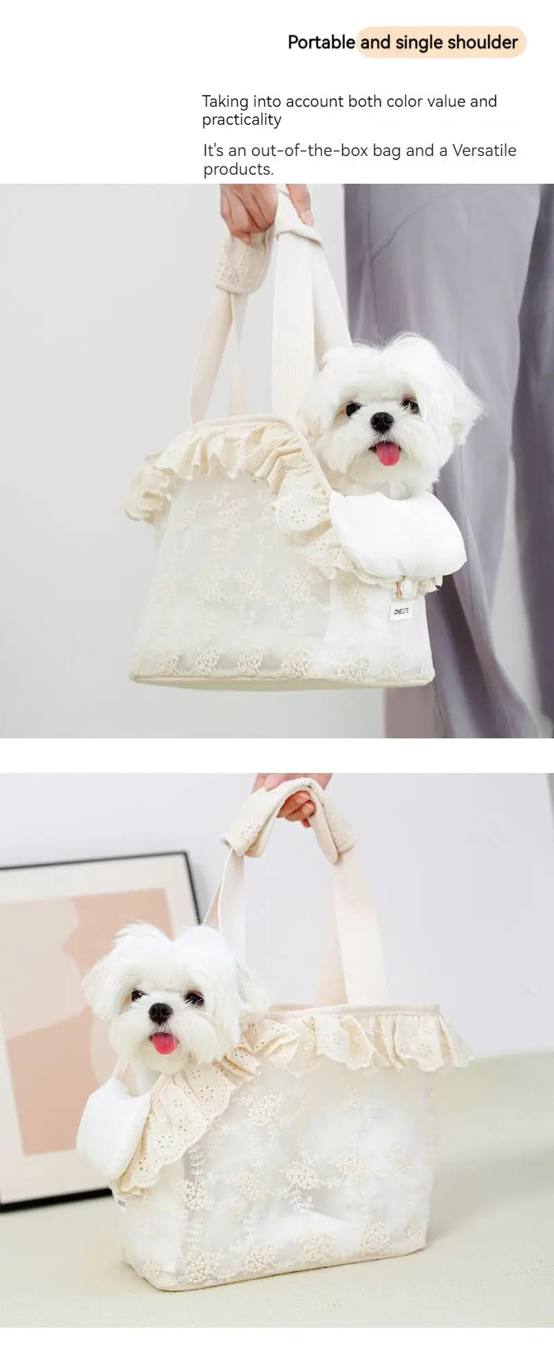 Anniepaw Onecute Puppy Carrier Dog Walking Pets  Accessories Bags Lace Handheld Shoulder for Cute Chihuahua Products AnniePaw Wear