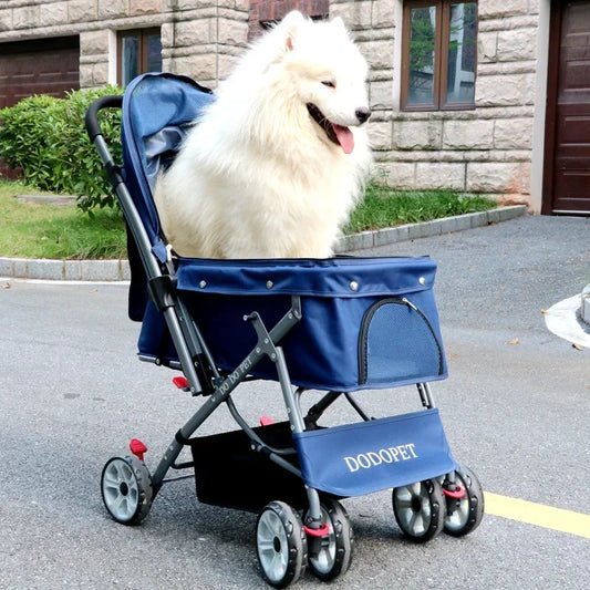 Foldable Pet Stroller Portable Four Wheel Trolley for Pets Scooter Two Way Medium To Large Dog Cart Portable Stroller Outing AnniePaw Wear