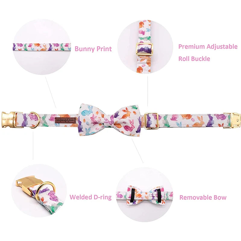 Easter Dog Collar with Bowtie Rabbit Style for All Sizes Anniepaw AnniePaw Wear