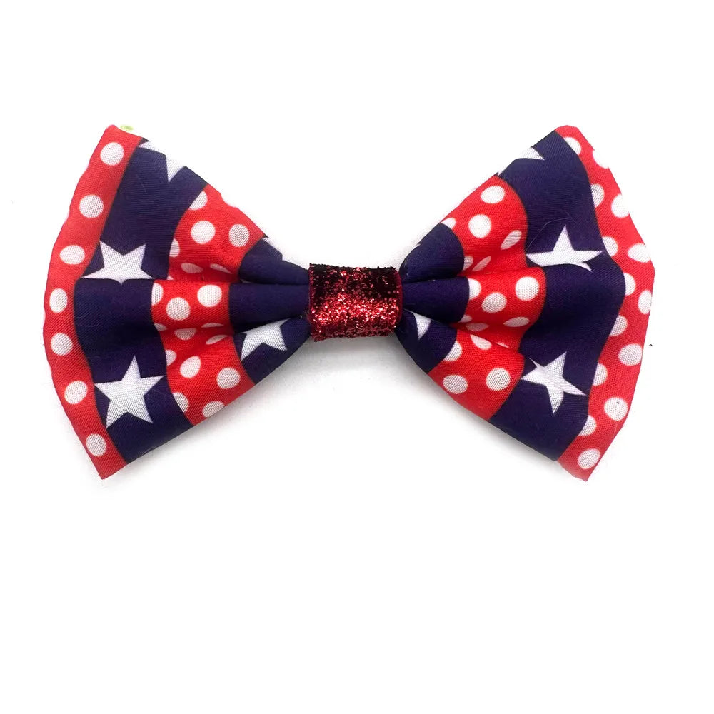 50/100pcs Pet Collar Slidable Pet Dog Bowties 4th of July Pet Supplies Dogs American Independence Day Bowtie Pet Dog Cat Bowties AnniePaw Wear