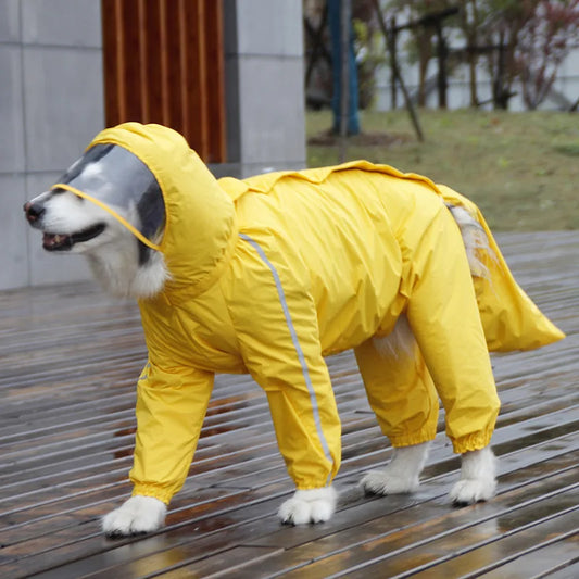 Dog Raincoat with Visible Hat and Removable Tail Bag Adjustable Coat for Large and Medium Dogs Male and Female Different Styles AnniePaw Wear