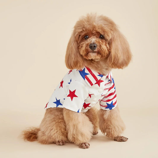 Striped Dog Shirt,American Flag Star Dog Clothes for Small Dogs Girl Boy Costume Puppy Onesie Pet Cat Outfit Independence Day AnniePaw Wear