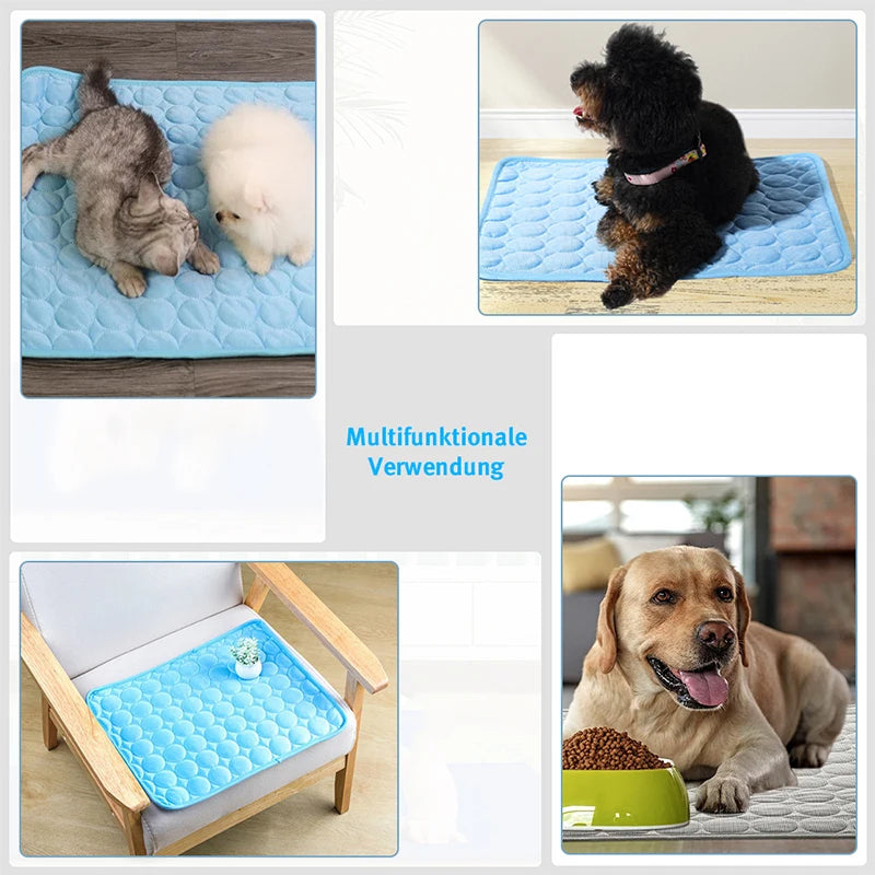 Summer Pet Cooling Mat Breathable Ice Blanket for Dogs Cats Pets Sleep Cold Bed Washable Ice Silk Pads Cushion Pet Accessories AnniePaw Wear