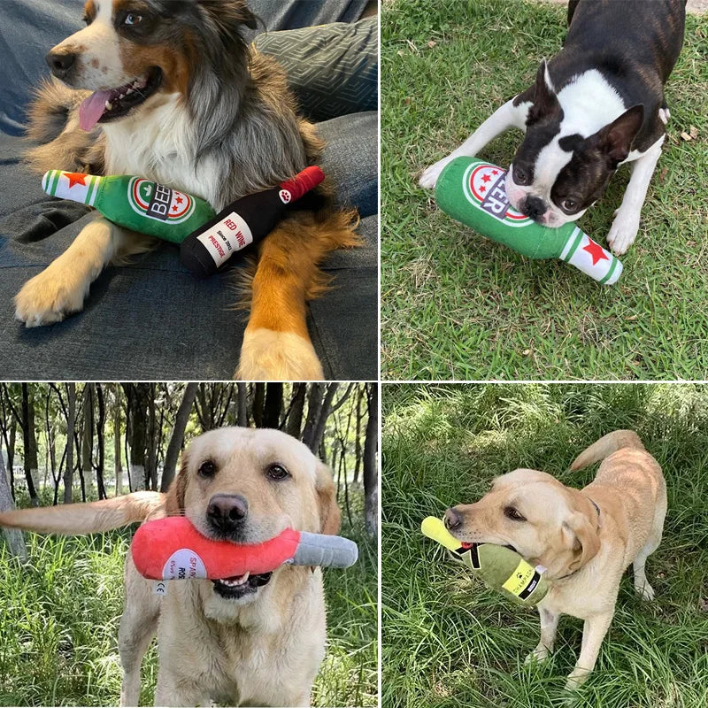 Anniepaw Wine Bottle Shaped Squeaky Dog Toy Plush Bite-Resistant - Beer Anniepaw Wine Bottle Shaped Squeaky Dog Toy Plush Bite-Resistant - Beer