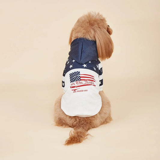 Pet Clothes for Dog Cat Puppy Hoodies Coat American Flag Sweatshirt Dog Outfits for Small Medium Dog for Independence Day AnniePaw Wear