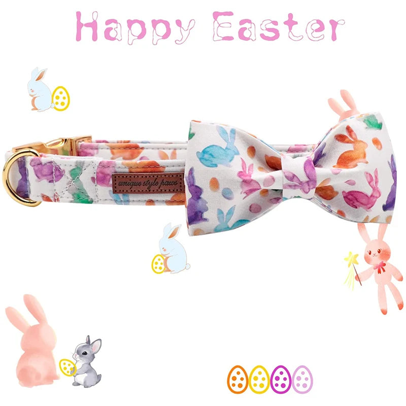 Easter Dog Collar with Bowtie Rabbit Style for All Sizes Anniepaw AnniePaw Wear