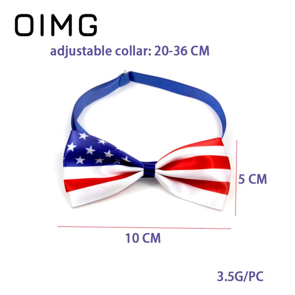 OIMG New Independence Day Pet Bow Tie Golden Retriever Terrier Pomeranian Gentleman Cat Dog Collar Accessories Dress Up Supplies AnniePaw Wear