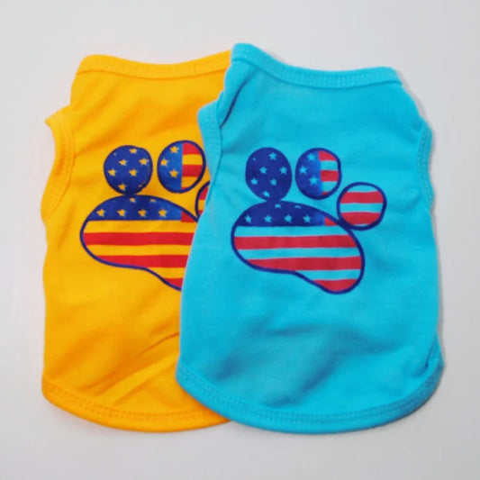 4th of July Pet T-Shirts Summer Puppy Costume Mummumi Small Pet Clothes Independence Day Patriotic Dog Shirt Soft Cotton AnniePaw Wear
