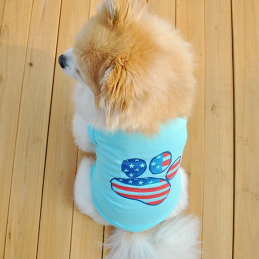 4th of July Pet T-Shirts Summer Puppy Costume Mummumi Small Pet Clothes Independence Day Patriotic Dog Shirt Soft Cotton AnniePaw Wear