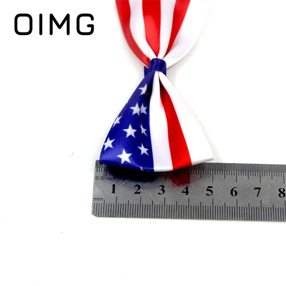 OIMG New Independence Day Pet Bow Tie Golden Retriever Terrier Pomeranian Gentleman Cat Dog Collar Accessories Dress Up Supplies AnniePaw Wear