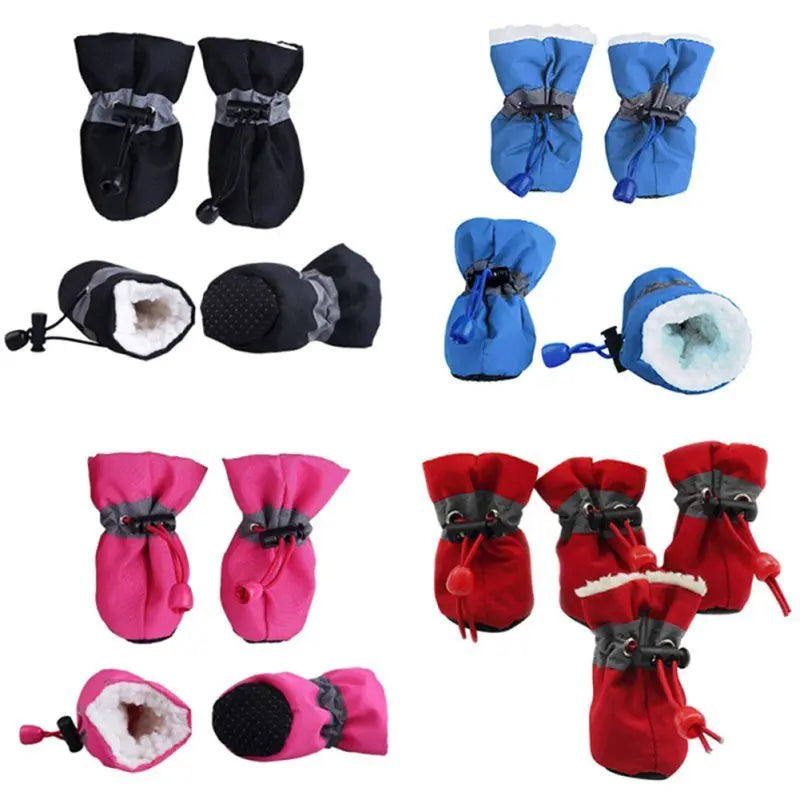 4pcs Anti skid Puppy Shoes Soft-soled Pet Dog Shoes Winter Waterproof - Annie Paw WearShoes &Boots &SocksAnniePaw Wear