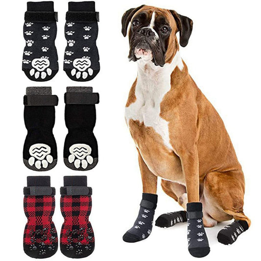 4pcs Anti-Slip Pet Dog Cat Socks with Adjustable Straps for Pets Paw Protector - Annie Paw WearShoes &Boots &SocksAnniePaw Wear